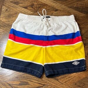 PacSun Men's Multicolor Lined  Swim Shorts with Pockets, Size Large (7” inseam)
